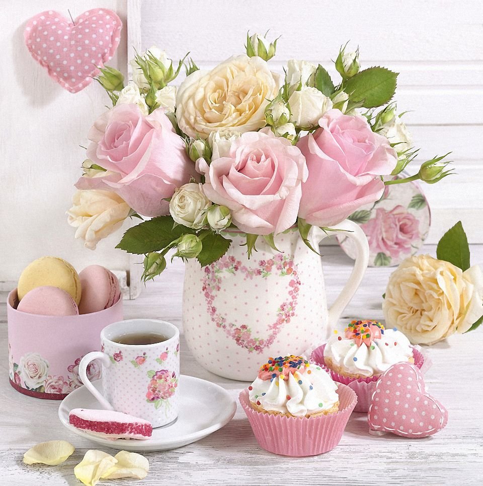 Нежное утро картинки красивые необычные. Нежный букет в чашке. Нежные цветы и сладости. Доброе утречко с цветами. Нежное чаепитие.
