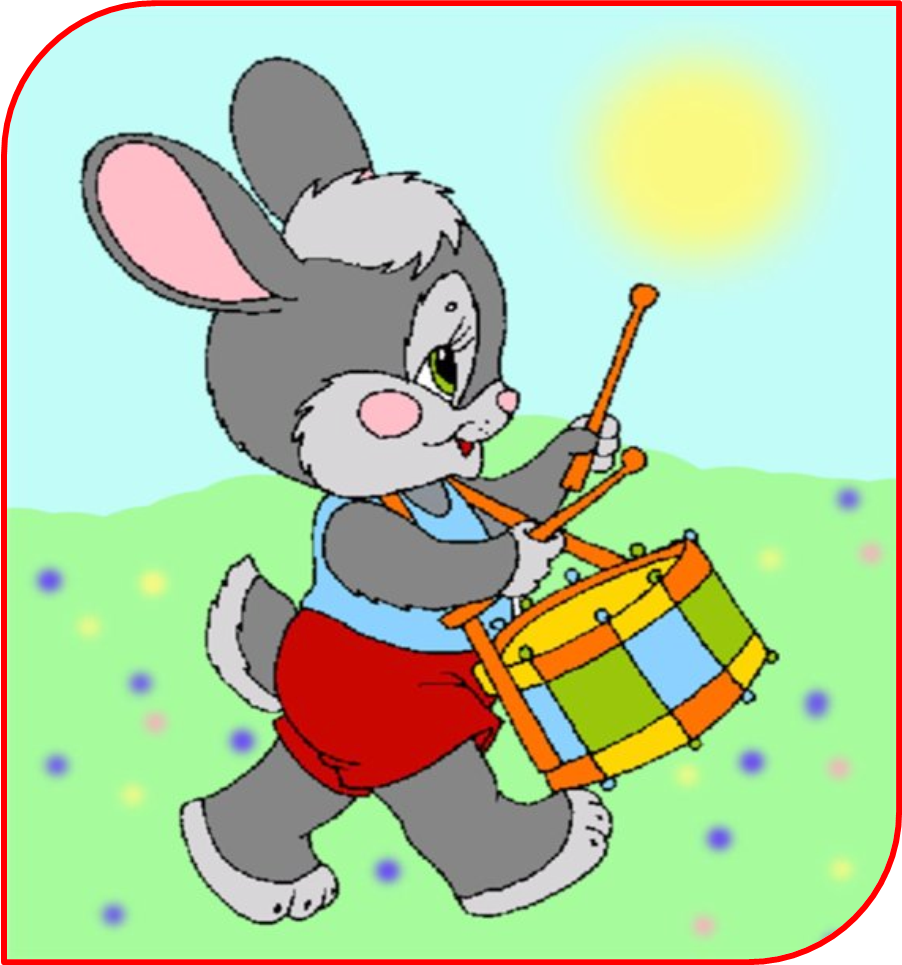 Песня веселых игрушек. Зайчик с барабаном. Звери с музыкальными инструментами. Заяц барабанит. Барабан для зайчонка.