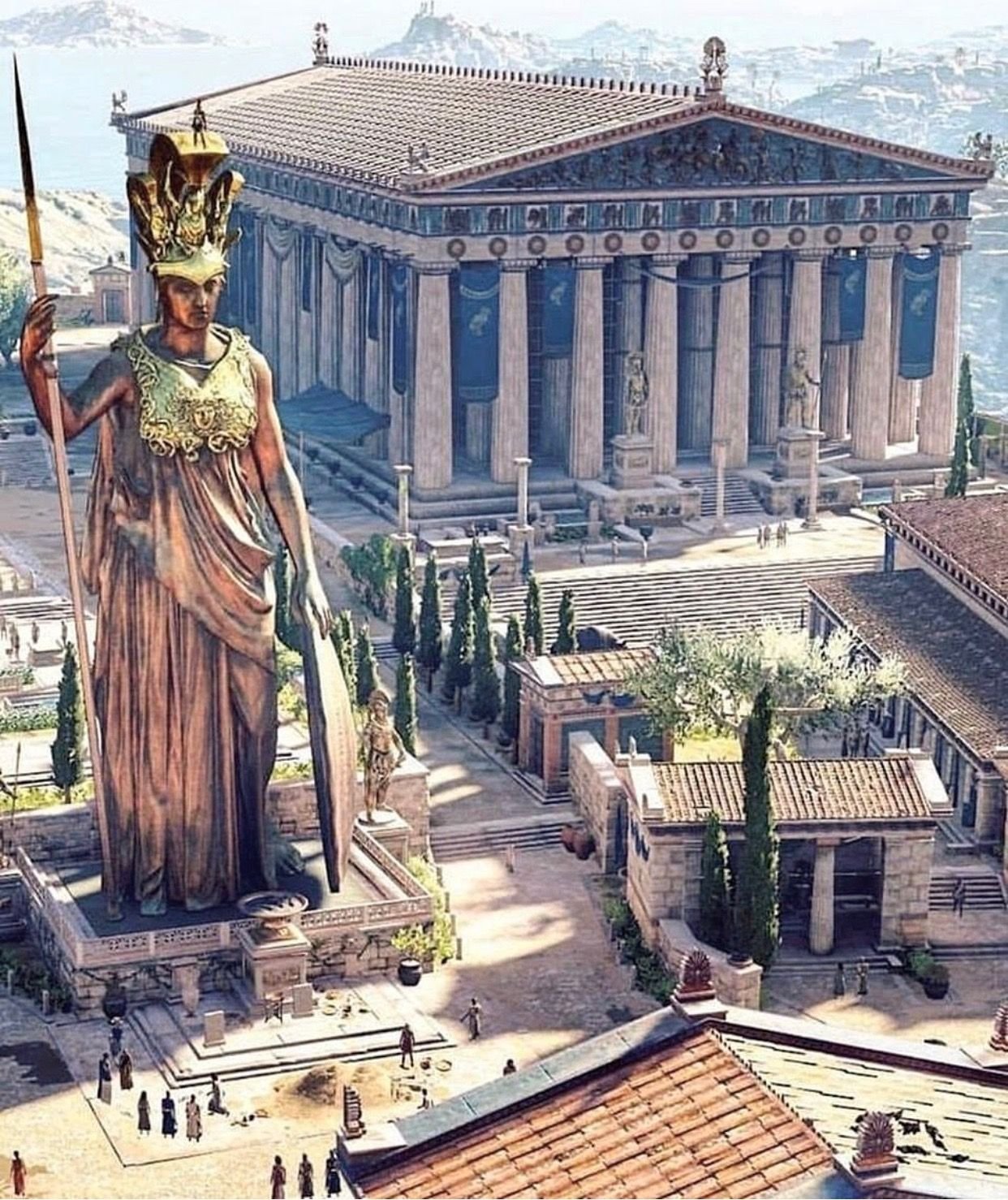 Храмы богам афины. Статуя Афины Промахос. Парфенон Афины Греция. Статуя Афины в Акрополе. Греция Акрополь статуя Афины.