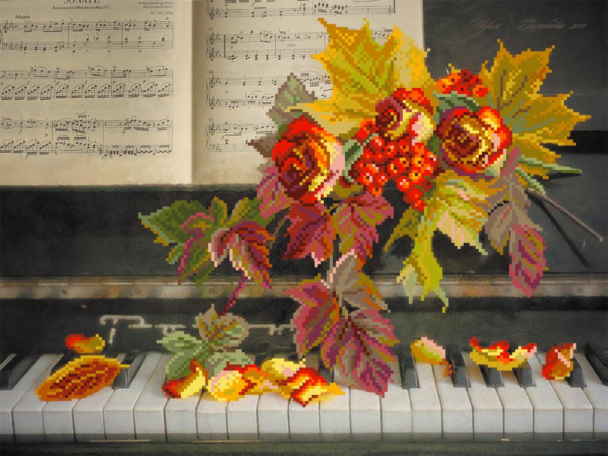 Осенние букеты песни. Осенние листья на рояле. Пианино и осенние листья. Осенний рояль. Открытка с осенними листьями.