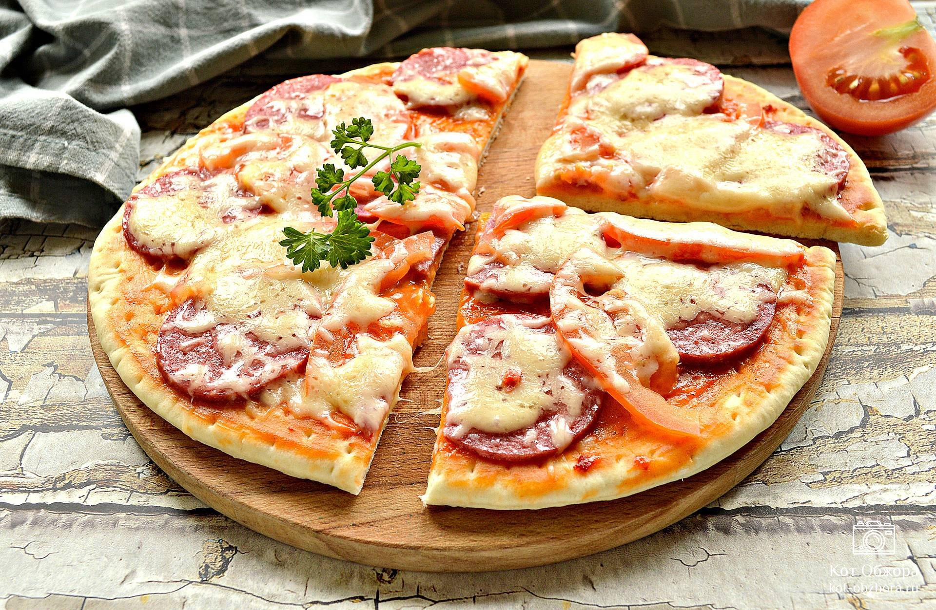 начинка для пиццы на кефире в духовке рецепт фото 19