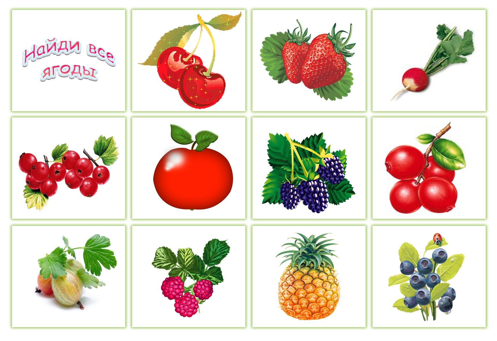 Карточки ягоды для детей