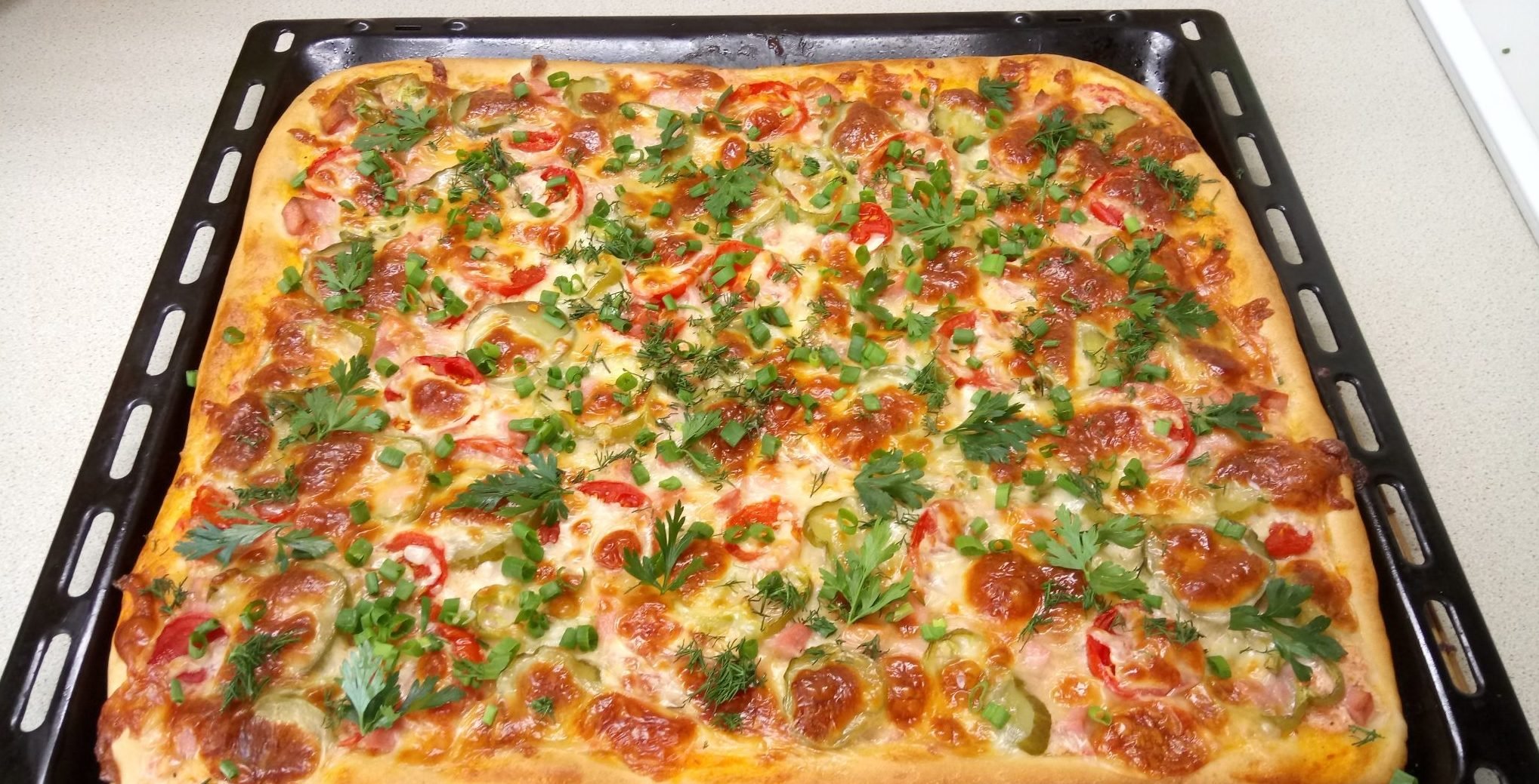 большая пицца на протвине в духовке (120) фото