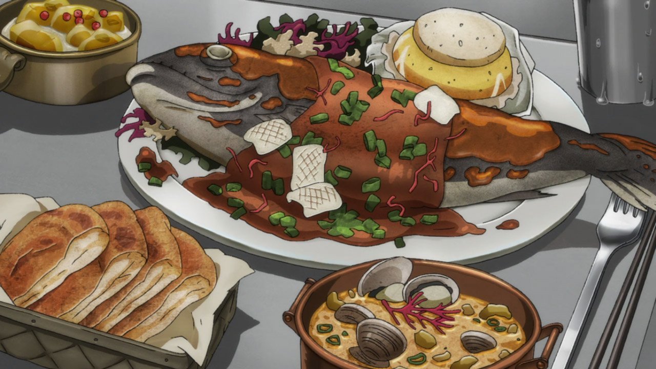 Обед готов будешь. Фэнтези блюда. Средневековый стол с едой. Еда арт. Еда иллюстрация.