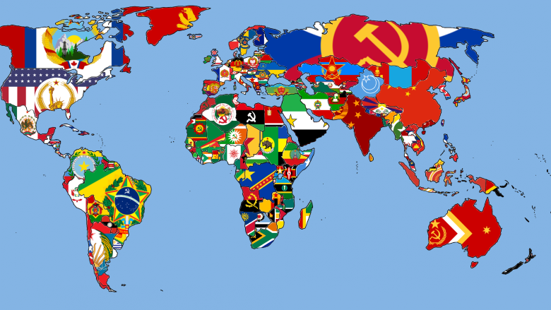 Карта мира 1800 года с флагами