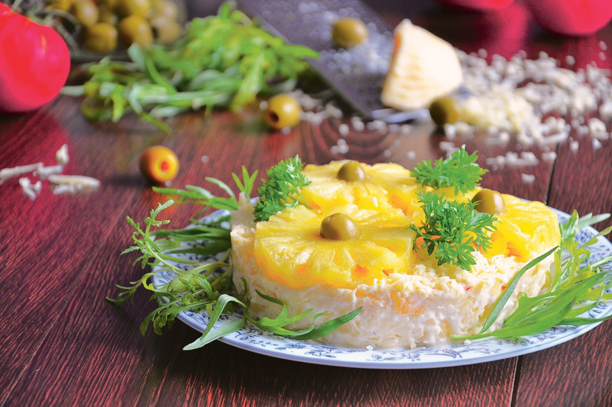 Салаты с ананасом консервированным рецепты с фото
