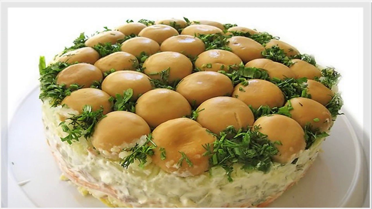 салат с грибами шампиньонами фото