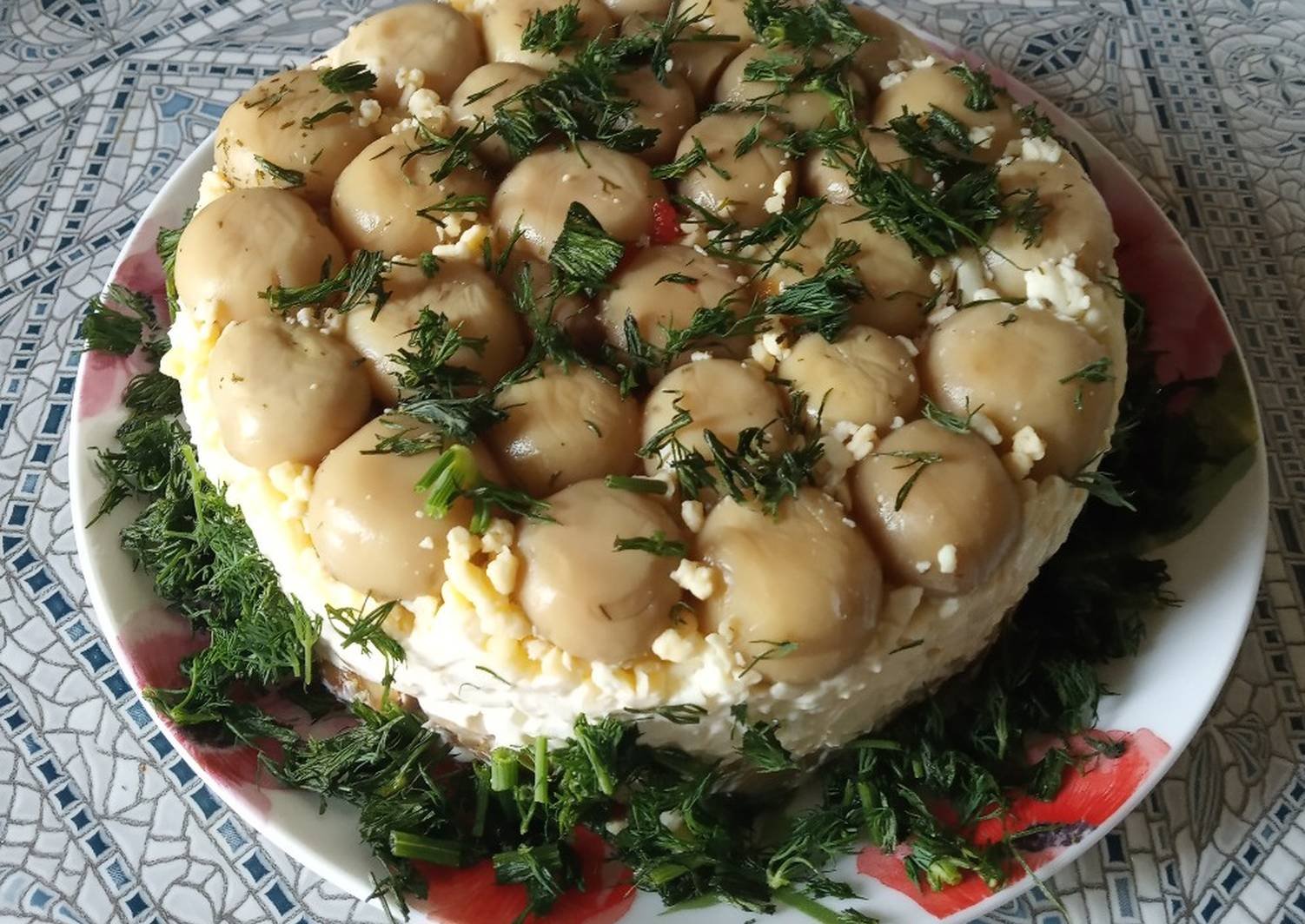 Грибная поляна салат с опятами и курицей рецепт с фото