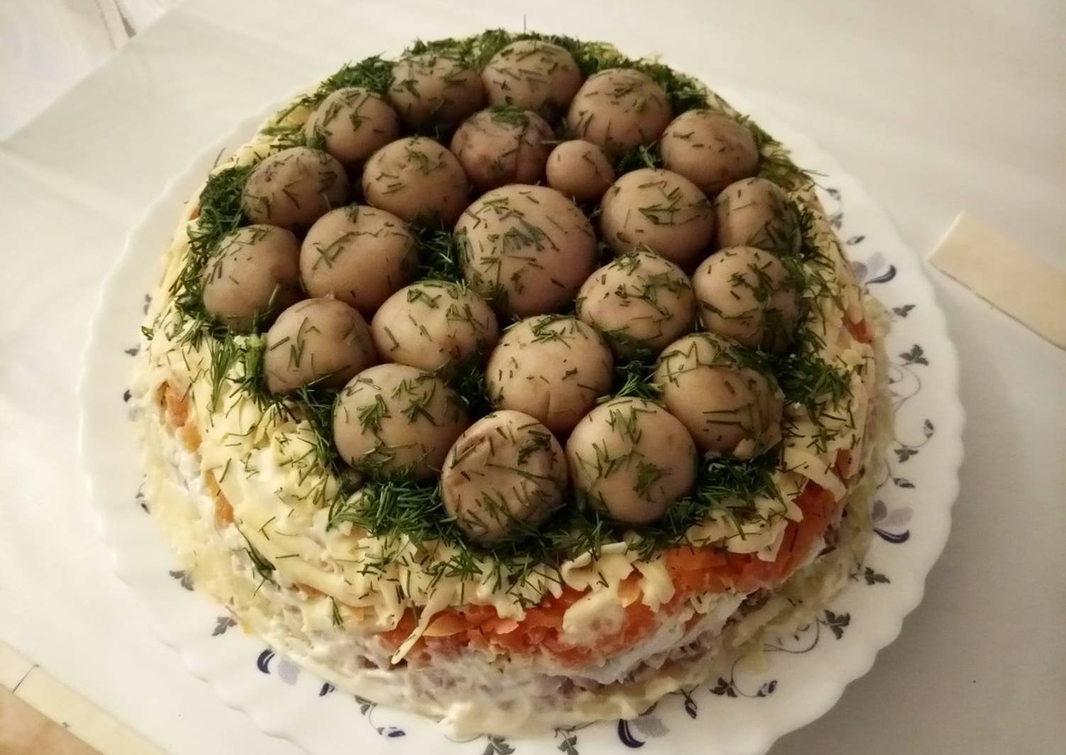 Легкий салат с шампиньонами рецепт с фото пошагово