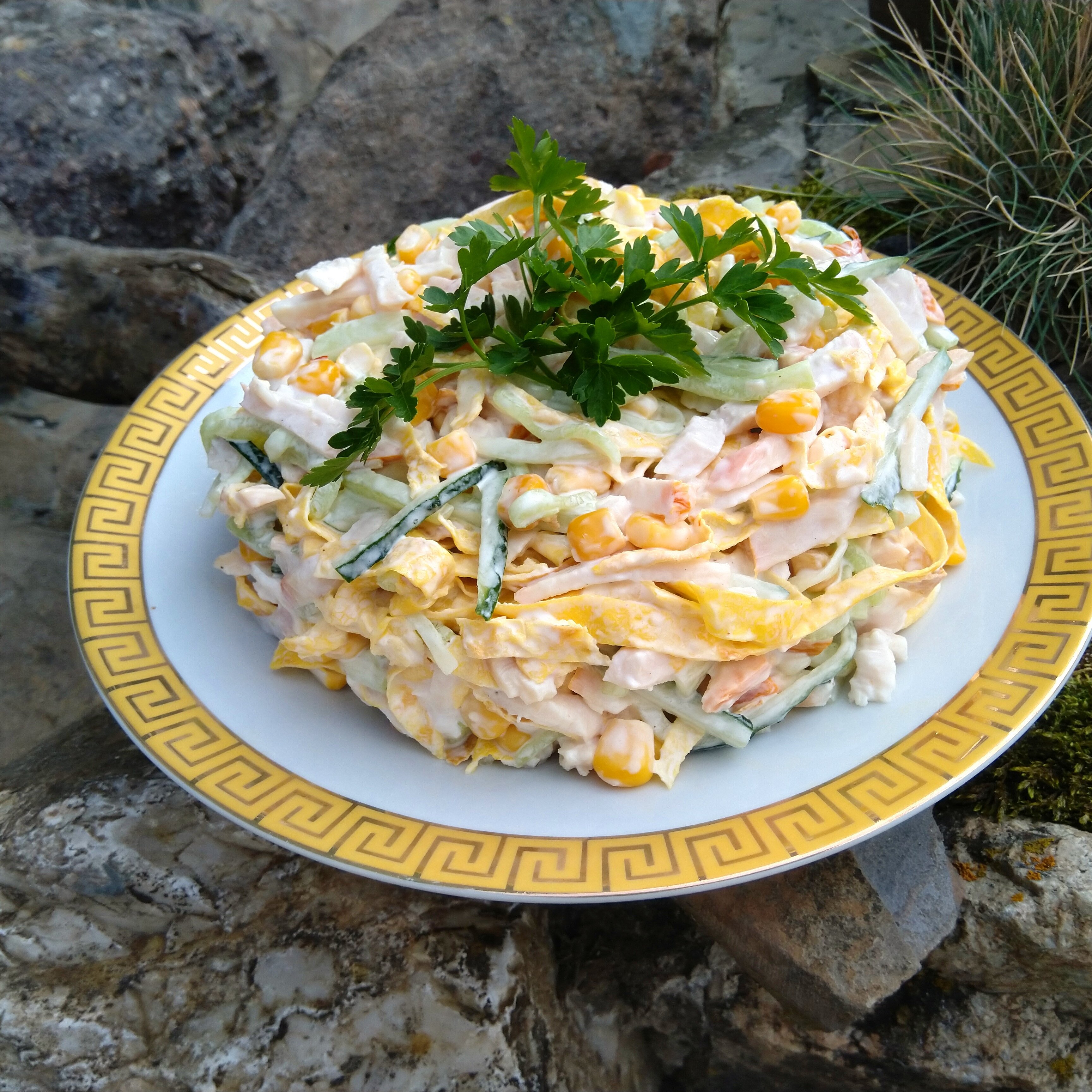 Рецепт салатов с яичными блинчиками рецепт с фото