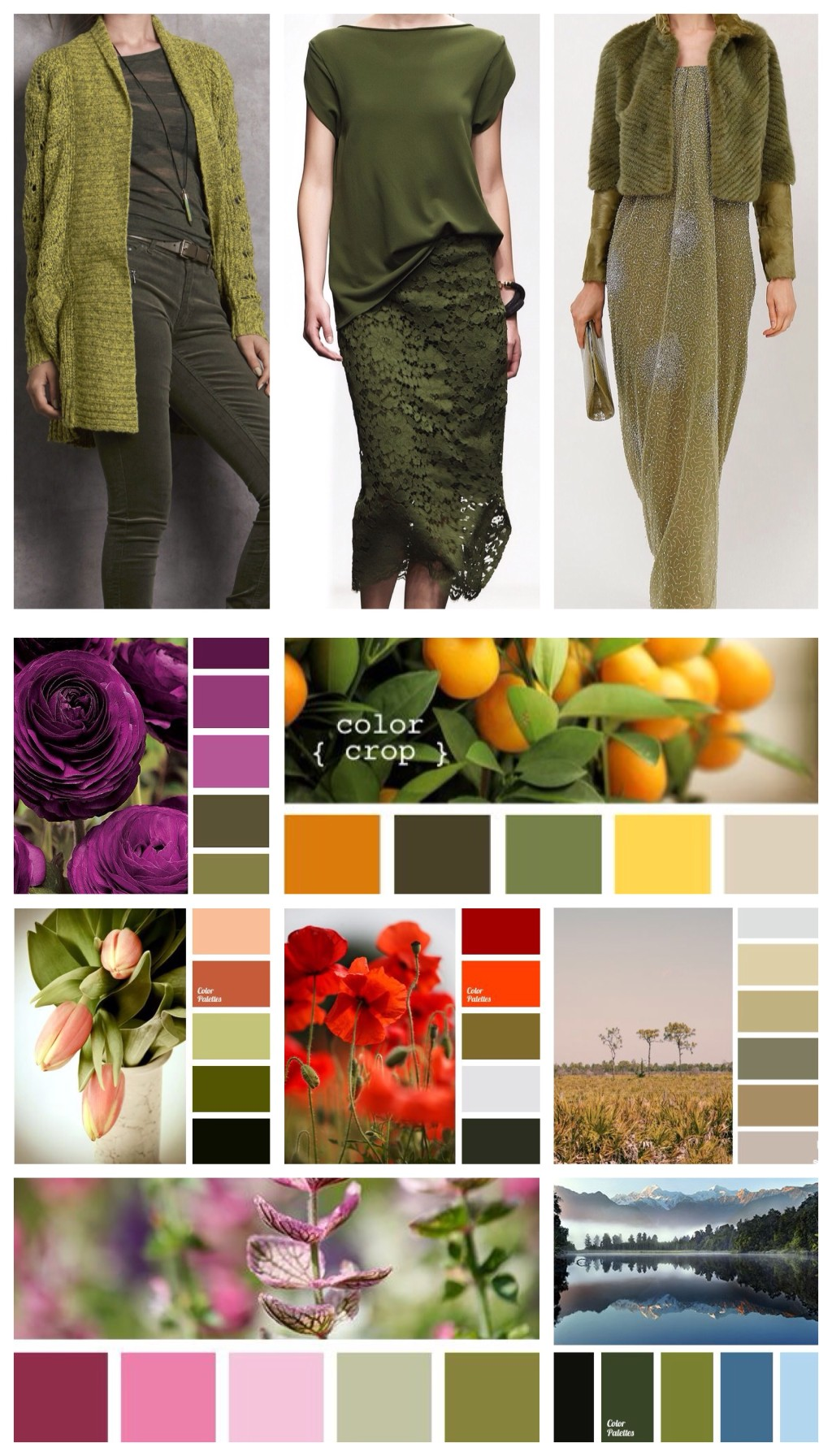 С чем сочетается оливковый цвет в одежде для женщин фото