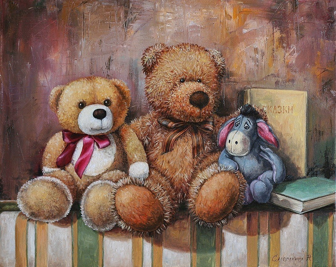 Любимая игрушка медведь. Anna Krajewski художник мишки. Игрушки в живописи. Мишка Тедди живопись.
