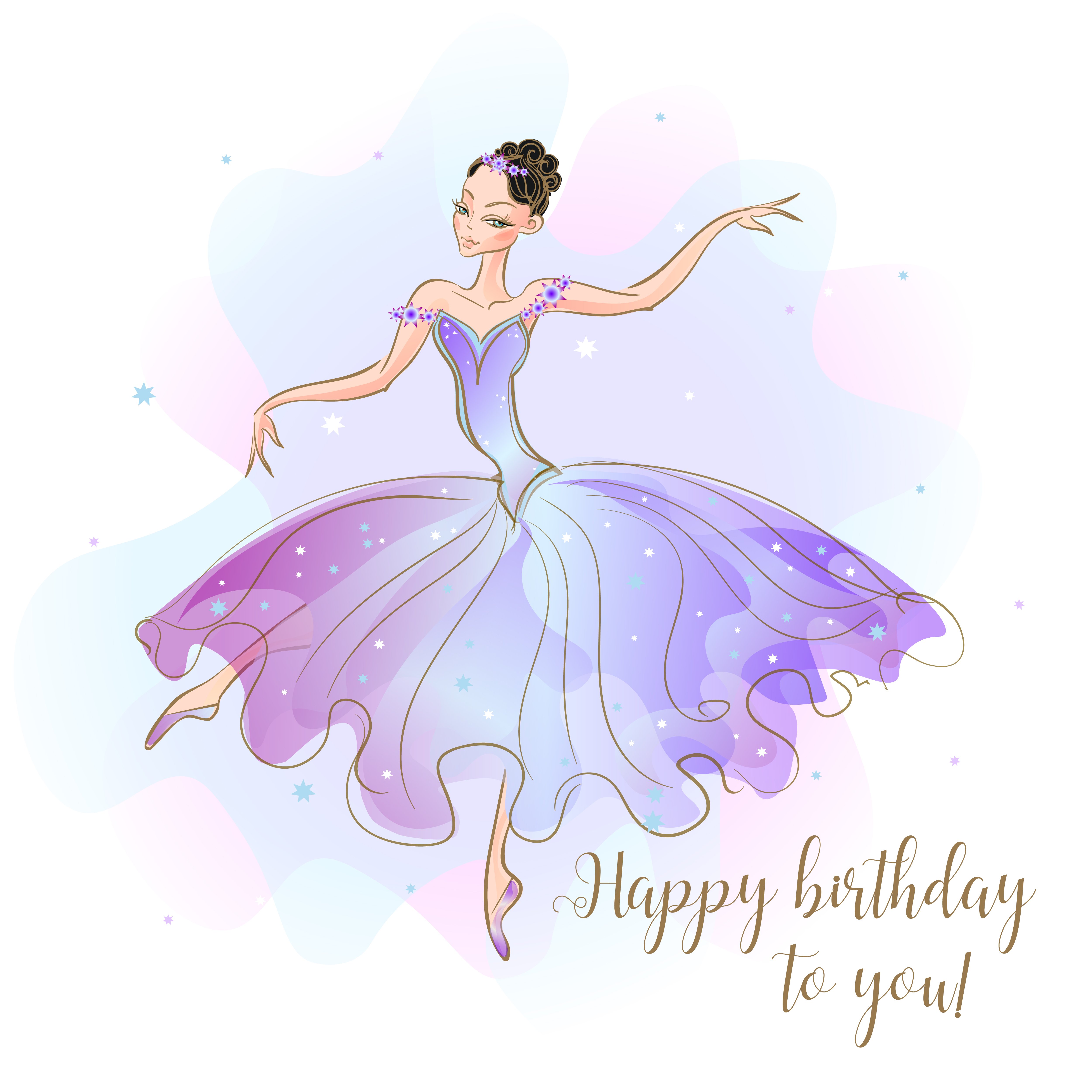 Happy birthday to you!.. Нежная открытка с Днем рождения балерине