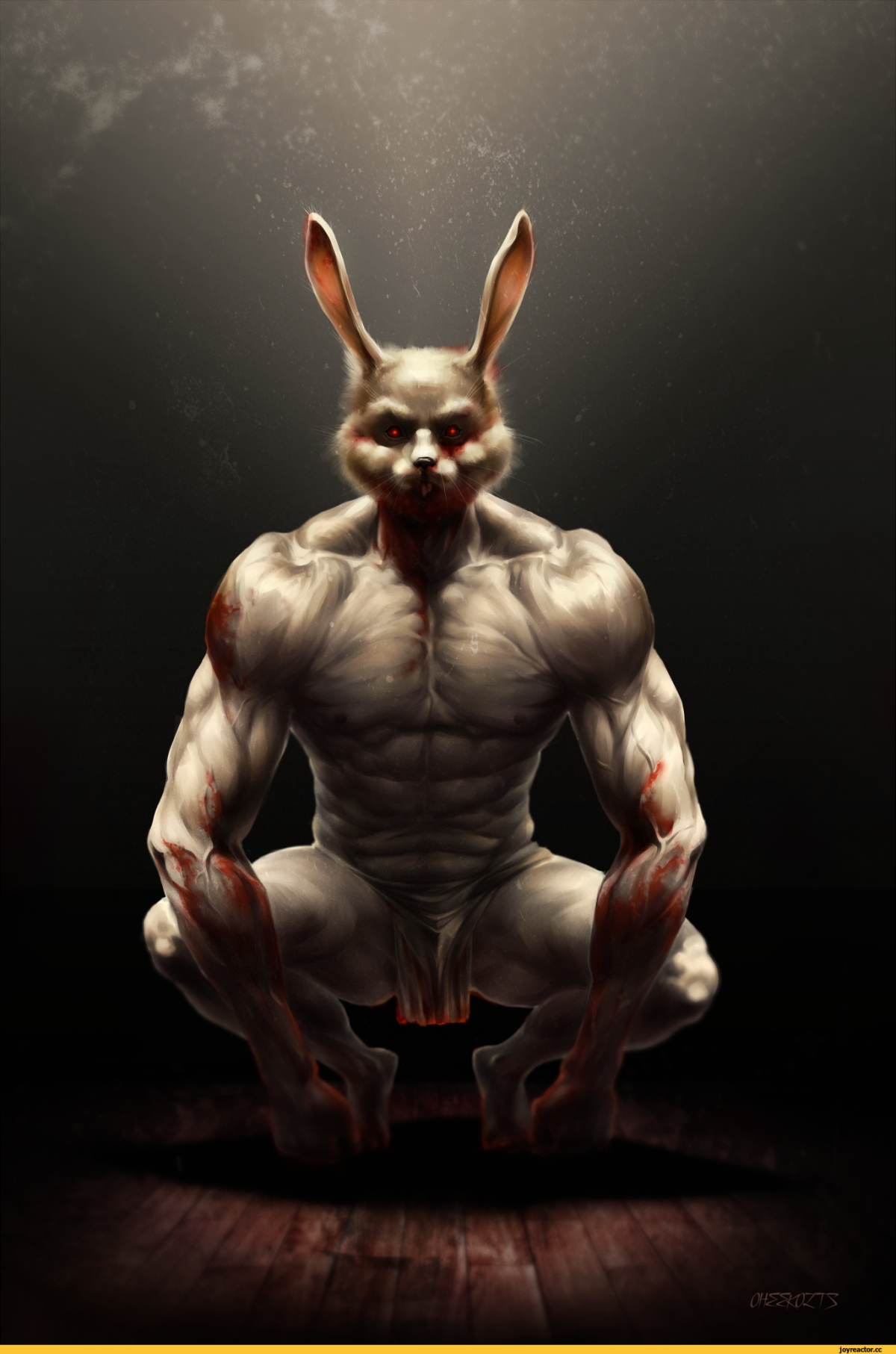 Titan bunny man. Демонический кролик Trevor Henderson. Сильный заяц. Мускулистый кролик.