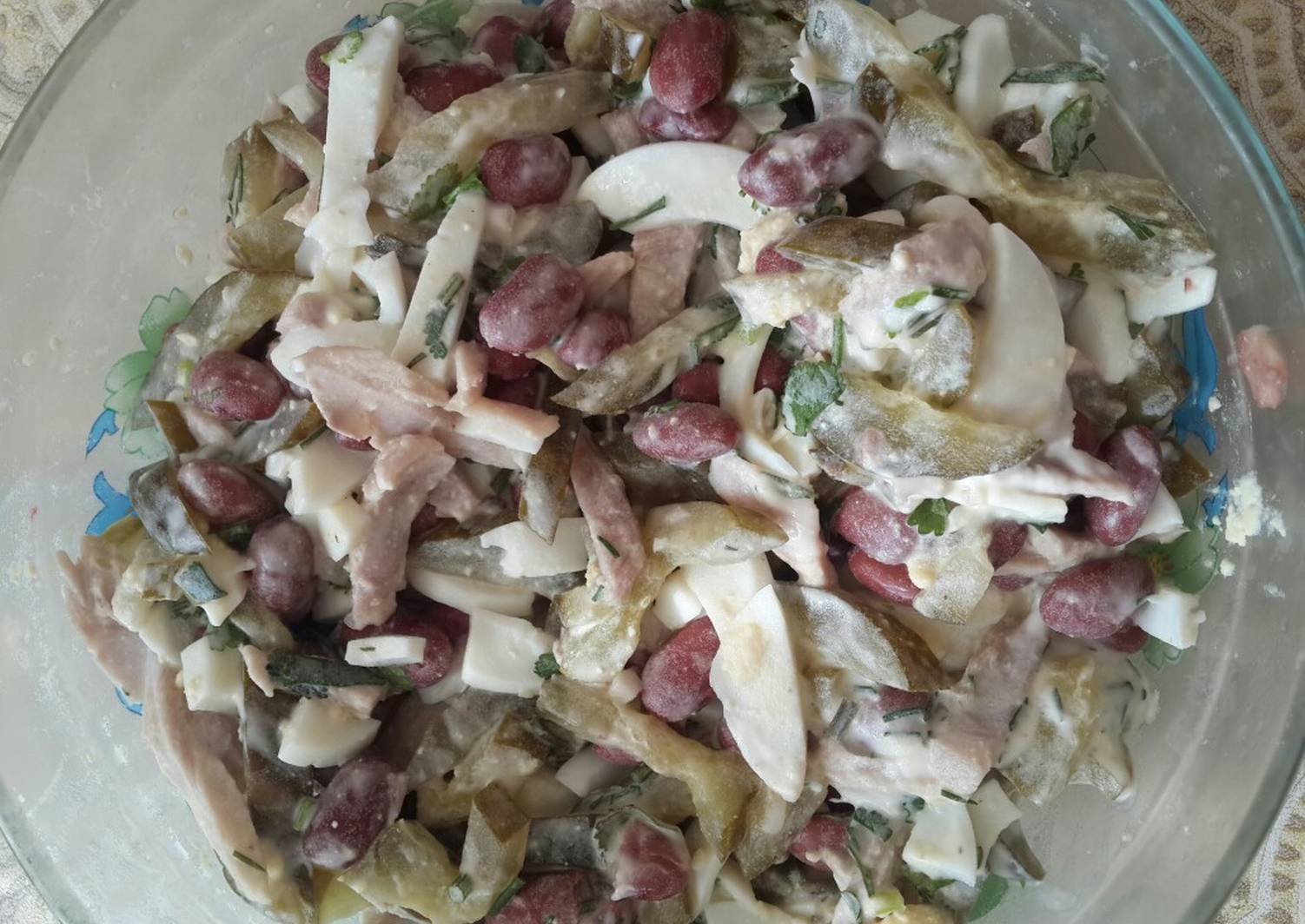 Салат с красной фасолью и курицей рецепт с фото пошагово
