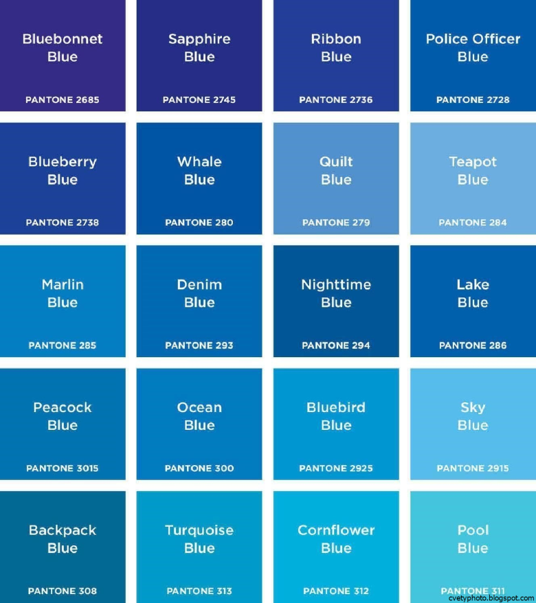Голубой цвет таблица. Цвет кобальт пантон. Оттенки синего цвета. Синие цвета названия. Оттенки голубого цвета.