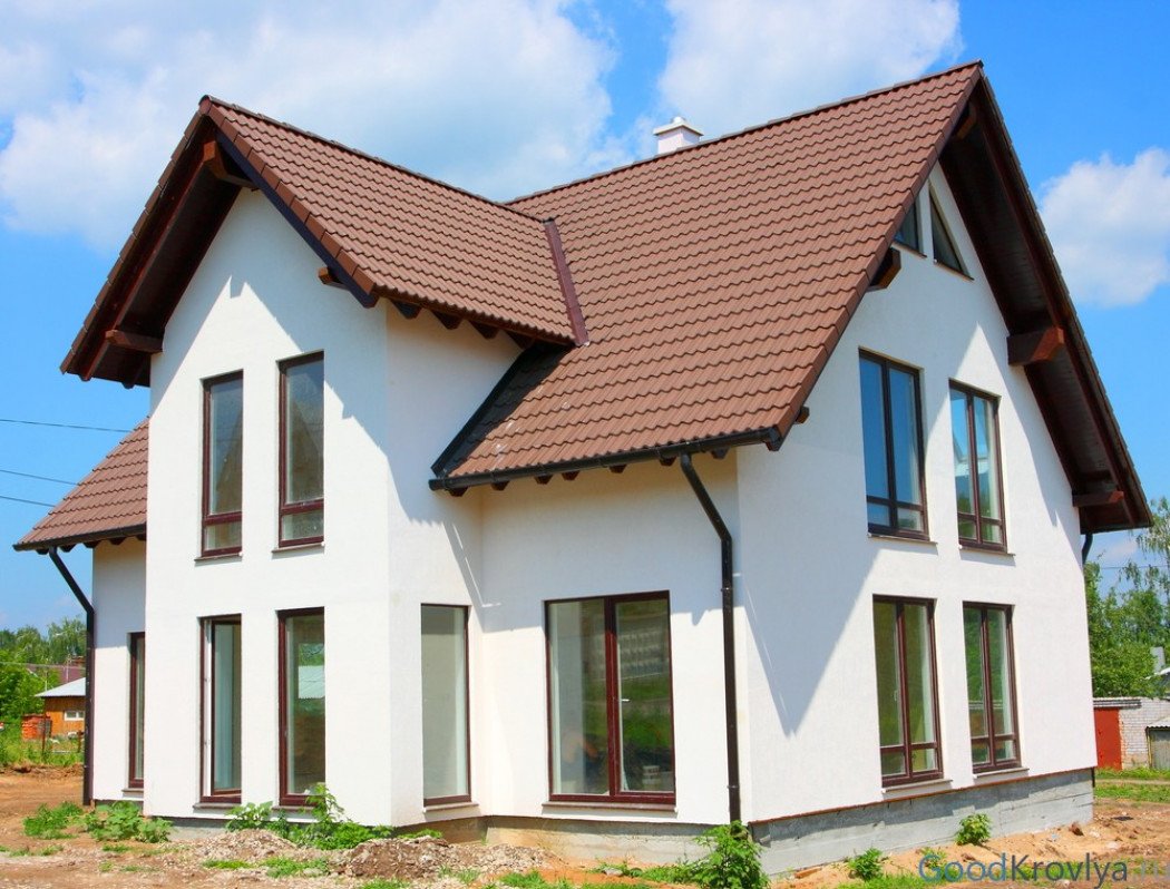 Фото домов с коричневой крышей фото