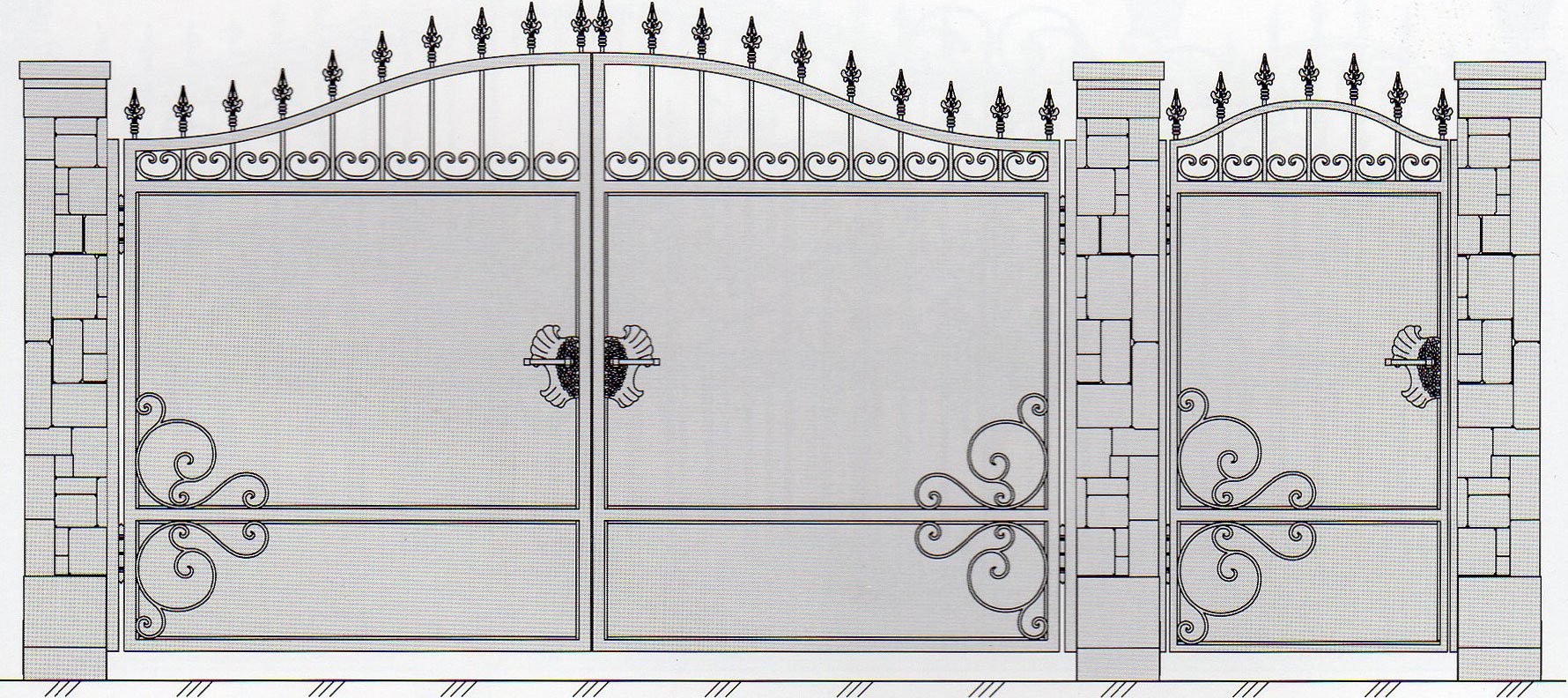 Ворота кованые с калиткой внутри ширина 2800