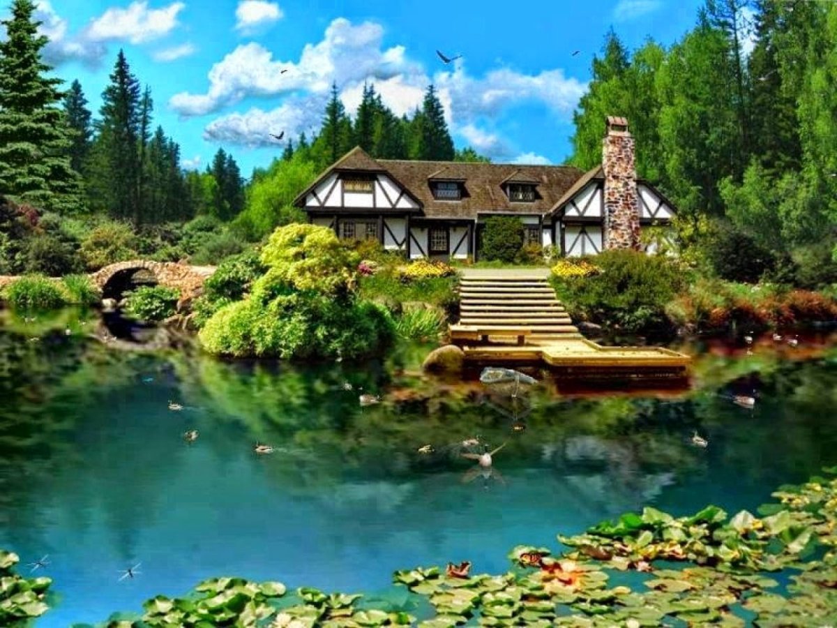 Наш дом был недалеко от озера. Сказочные места. Домик в лесу у озера. Красивые домики на природе.