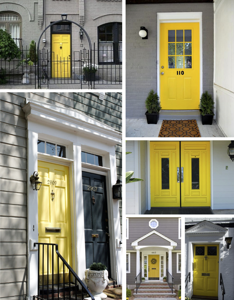 Желто серый дом. Желтая входная дверь. Желтый фасад. Желтая входная дверь в дом. Дом с желтым фасадом.