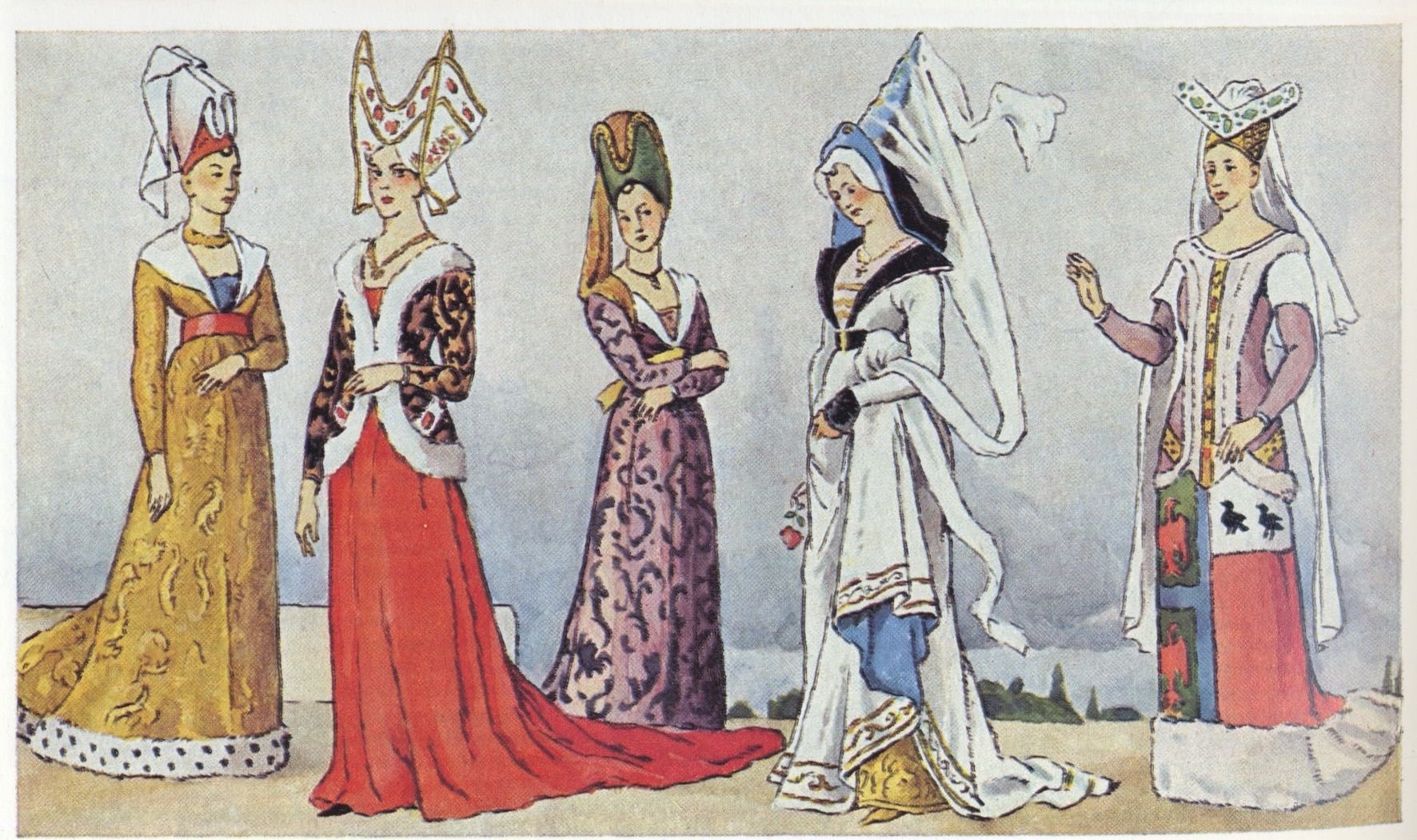 Средневековые готические костюмы. Мода средневековья Готический стиль в костюме. Бургундская мода и Франция 15 века. Мода Бургундии 15 век. Эннен Бургундская мода.