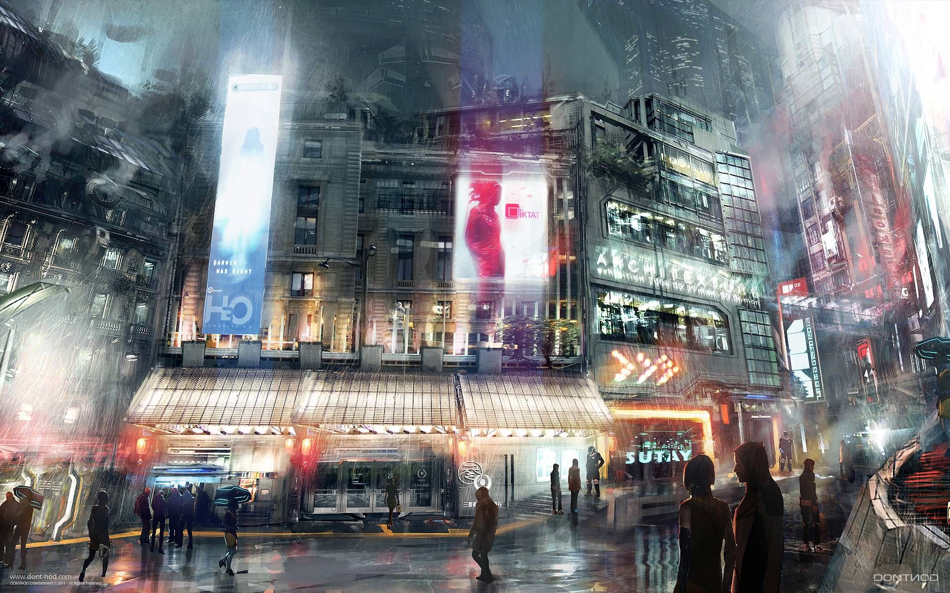 Cyberpunk 2077 красный небоскреб