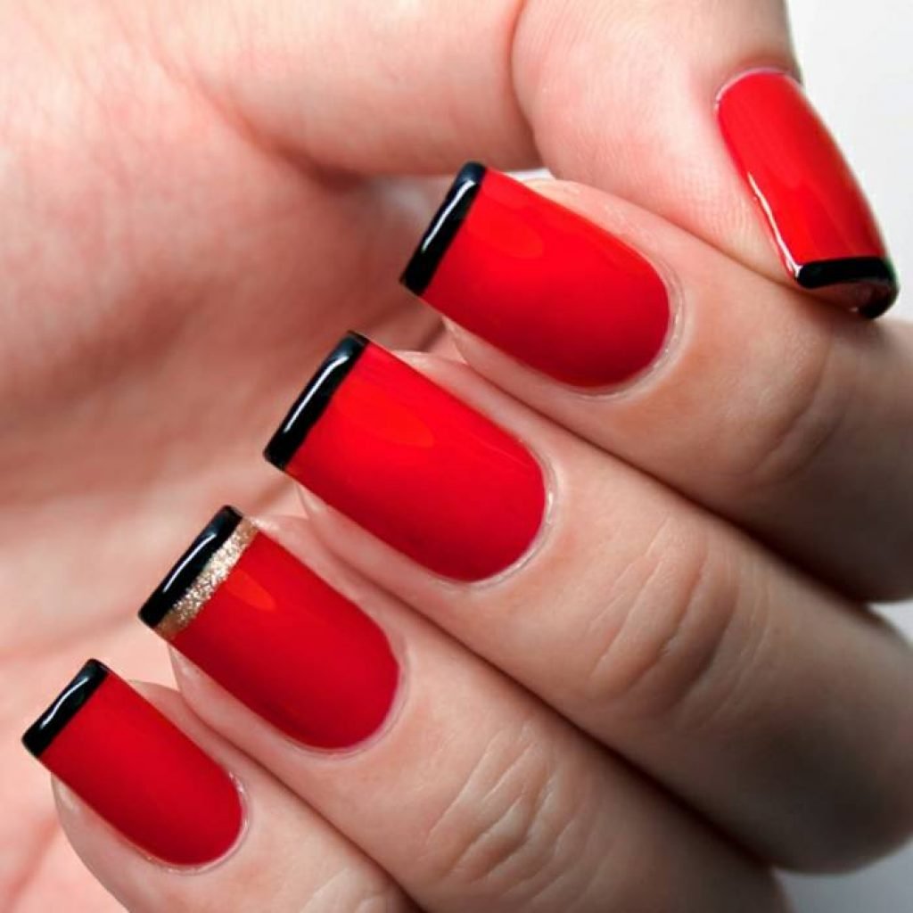 Дизайн ногтей черно красный фото квадратные
