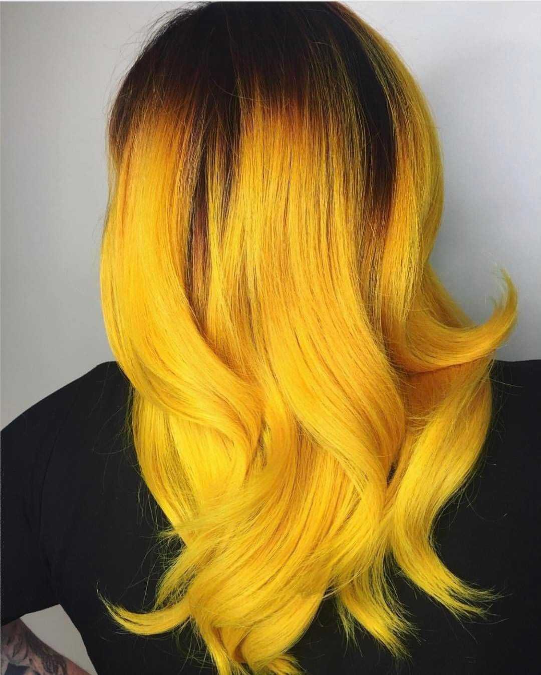 Омбре Елоу. Желтый цвет волос. Покрасить волосы в желтый. Желтые кончики.