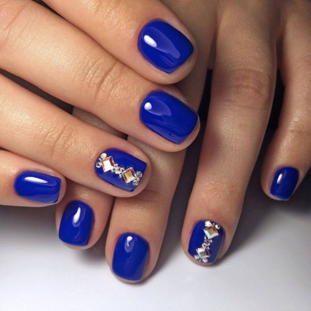 Фото маникюр синий цвет ногтей дизайн