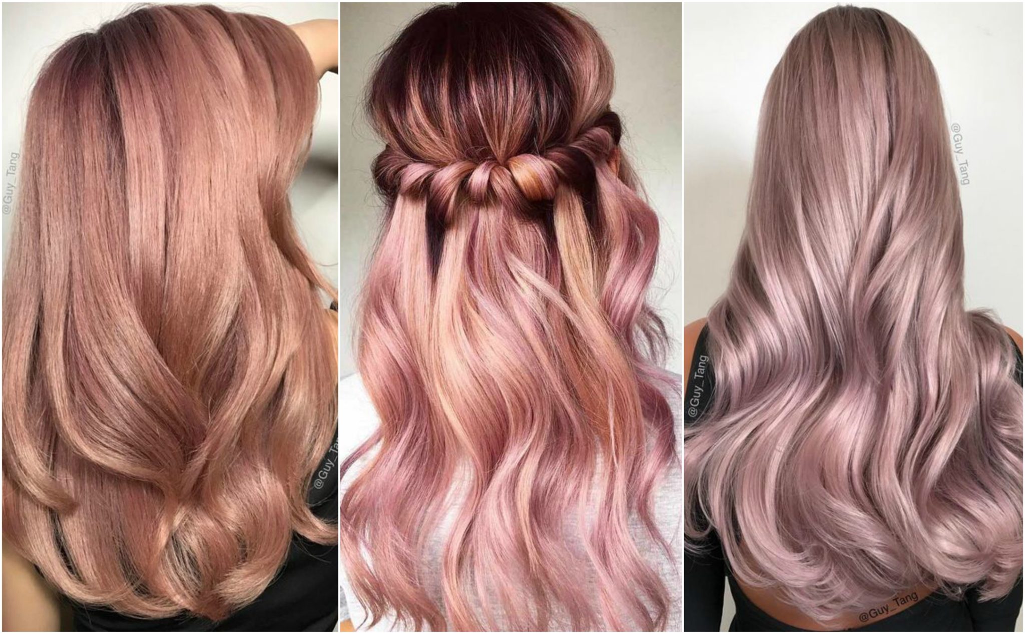 Модные оттенки волос розовое золото