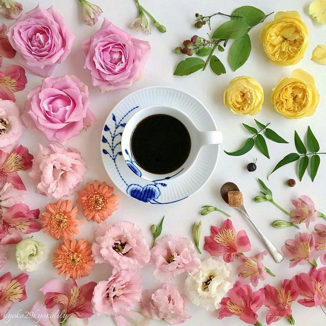 Доброе утро с кофе весенние с пожеланиями
